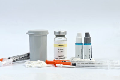 Diabetic testing strips, syringes, lancets, insulin and calibration solutions